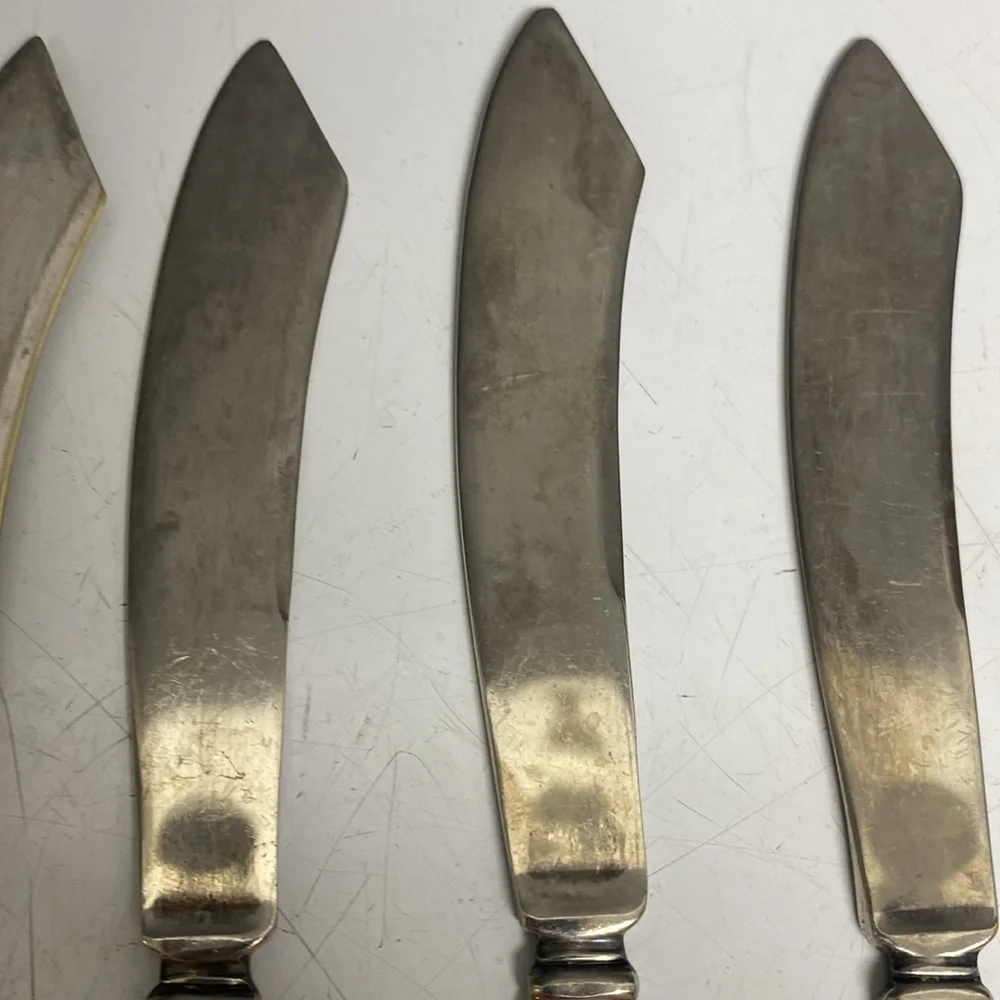 CINDERELLA Flat Handle Fruit Knives 1885 Silverplate Butter Knife